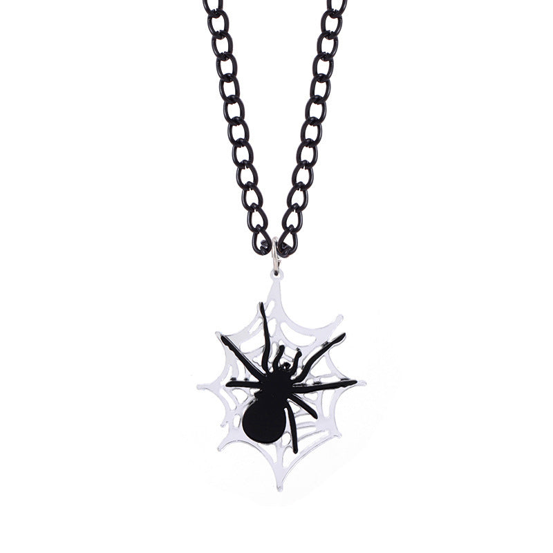 Wholesale Dark Wind Halloween Spider Punk Men and Women Spider Web Necklace Alloy Necklace